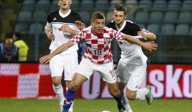 Rijeka, 141112.
Stadion Kantrida.
Prijateljska utakmica Hrvatske reprezentacije i selekcije Prve HNL.
Na fotografiji :Josip Radosevic.
FotoTea Cimas / CROPIX