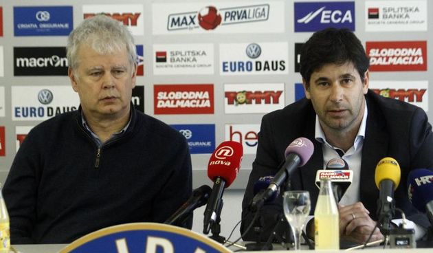13.04.2015., Poljud, Split – Hajduk je na izvanrednoj konferenciji za medije potvrdio kako Stanko Poklepovic vise nije trener splitske momcadi. Na klupu Hajduka umjesto njega dolazi sportski direktor Goran Vucevic, koji ce na toj funkciji ostati do kraja
