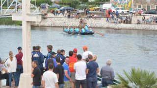 Opuzen: Utrke veslača za startne pozicije za 19. maraton lađa na Neretvi. Photo: Damir Špehar/PIXSELL