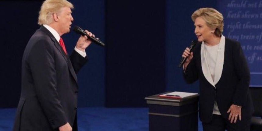 Donald Trump i Hilary Clinton u drugoj debati u St. Louisu. Screenshot