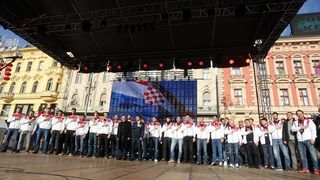 Brončani kauboji svečano dočekani na Trgu bana Josipa Jelačića. Foto: Goran Stanzl/PIXSELL