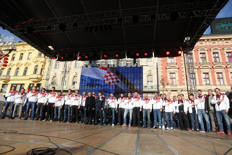 Brončani kauboji svečano dočekani na Trgu bana Josipa Jelačića. Foto: Goran Stanzl/PIXSELL
