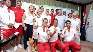 Hrvatski olimpijci svečano dočekani na Plesu. Sandra Perković, Šime Fantela, Igor Marenić, Tonči Stipanović. Photo: Luak Sanzl/PPIXSELL Hrvatski olimpijci svečano dočekani na Plesu. Sandra Perković, Šime Fantela, Igor Marenić, Tonči Stipanović. Photo: Luak Sanzl/PPIXSELL