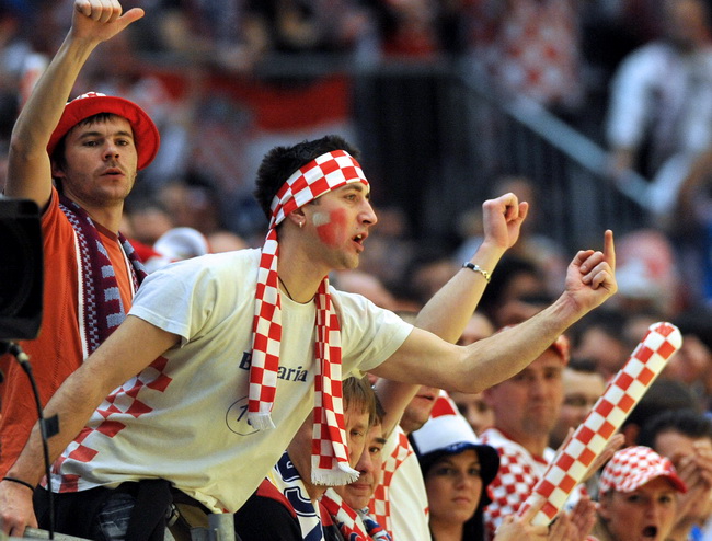 Graz, 210110.
EURO 2010 u rukometu. 
Trece kolo skupine A. Utakmica Hrvatska – Rusija.
Na fotografiji: navijaci.
Foto: Damir Krajac / CROPIX