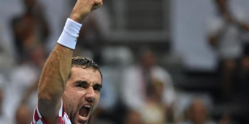 Polufinale Davis Cupa, Hrvatska – Francuska, 2. meč, Marin Čilić – Lucas Pouille. Photo: Hrvoje Jelavić/PIXSELL Polufinale Davis Cupa, Hrvatska – Francuska, 2. meč, Marin Čilić – Lucas Pouille. Photo: Hrvoje Jelavić/PIXSELL