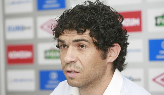 Split, 290811.
Stadion HNK Hajduka u Poljudu.
Izvanredna  tiskovna konferencija  HNK Hajduka  nakon utakmice sa RNK Splitom.
Na fotografiji: Hrvoje Males.
Foto: Vladimir Dugandzic / CROPIX