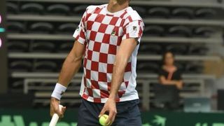 Polufinale Davis Cupa, Hrvatska – Francuska, 2. meč, Marin Čilić – Lucas Pouille. Photo: Hrvoje Jelavić/PIXSELL Polufinale Davis Cupa, Hrvatska – Francuska, 2. meč, Marin Čilić – Lucas Pouille. Photo: Hrvoje Jelavić/PIXSELL