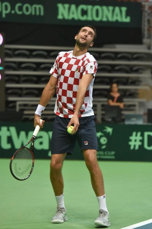 Polufinale Davis Cupa, Hrvatska – Francuska, 2. meč, Marin Čilić – Lucas Pouille. Photo: Hrvoje Jelavić/PIXSELL Polufinale Davis Cupa, Hrvatska – Francuska, 2. meč, Marin Čilić – Lucas Pouille. Photo: Hrvoje Jelavić/PIXSELL