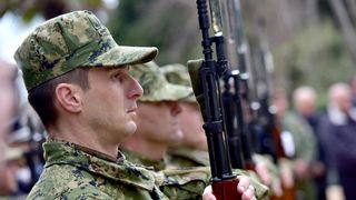 Svecanim postrojavanjem i mimohodom kroz grad postrojbi sudionica obiljezena je 22. obljetnica vojno-redarstvene akcije Maslenica. Photo: Dino Stanin/PIXSELL Svecanim postrojavanjem i mimohodom kroz grad postrojbi sudionica obiljezena je 22. obljetnica vojno-redarstvene akcije Maslenica. Photo: Dino Stanin/PIXSELL