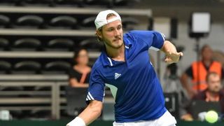 Polufinale Davis Cupa, Hrvatska – Francuska, 2. meč, Marin Čilić – Lucas Pouille. Photo: Hrvoje Jelavić/PIXSELL Polufinale Davis Cupa, Hrvatska – Francuska, 2. meč, Marin Čilić – Lucas Pouille. Photo: Hrvoje Jelavić/PIXSELL