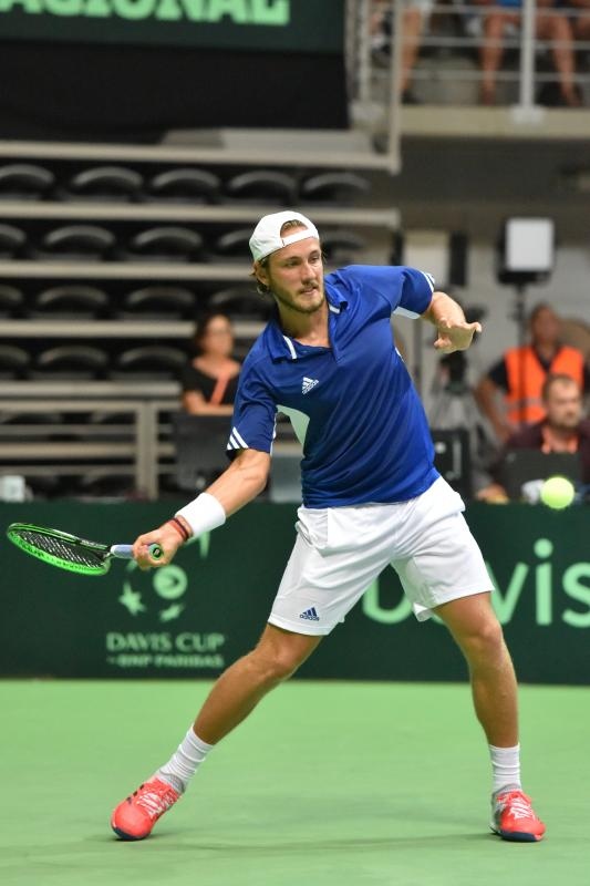 Polufinale Davis Cupa, Hrvatska – Francuska, 2. meč, Marin Čilić – Lucas Pouille. Photo: Hrvoje Jelavić/PIXSELL Polufinale Davis Cupa, Hrvatska – Francuska, 2. meč, Marin Čilić – Lucas Pouille. Photo: Hrvoje Jelavić/PIXSELL