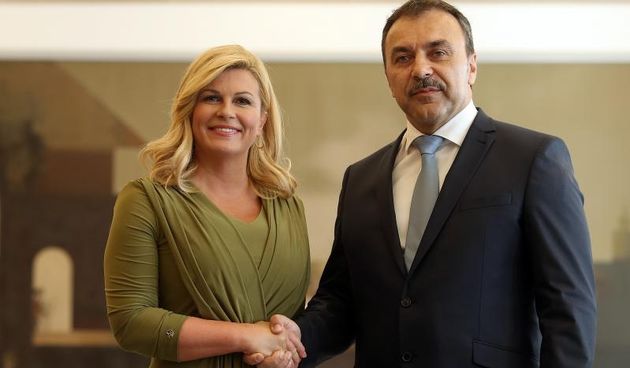 U povodu obiljezavanja Dana policije predsjednica Republike Kolinda Grabar-Kitarovic odrzala je prijem za izaslanstvo Ministarstva unutarnjih poslova RH na celu s ministrom Vlahom Orepicem. Photo: Goran Stanzl/PIXSELL
