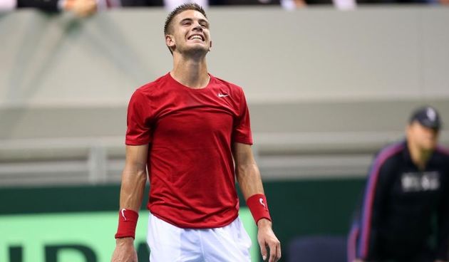 06.03.2015., Kraljevo – Sportski centar Kraljevo, prvo kolo Davis cup, Srbija – Hrvatska. Viktor Troicki – Borna Coric. Photo: Slavko Midzor/PIXSELL