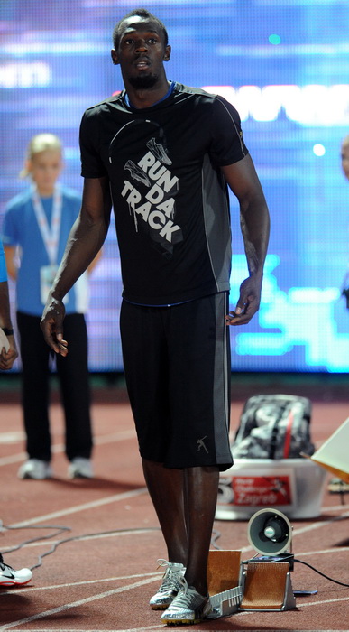 Zagreb, 130911.
IAAF World Challenge Zagreb 2011, 
61. memorijal Borisa Hanzekovica na atletskom stadionu Mladost na Savi.
Na slici:  Usain Bolt pobjednik na 100 m.
Foto: Srdjan Vrancic / CROPIX