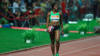 Zagreb, 130911.
IAAF World Challenge Zagreb 2011, 
61. memorijal Borisa Hanzekovica na atletskom stadionu Mladost na Savi.
Na slici: 100 m zen, pobjednica Calvert Schillonie.
Foto: Goran Mehkek / CROPIX