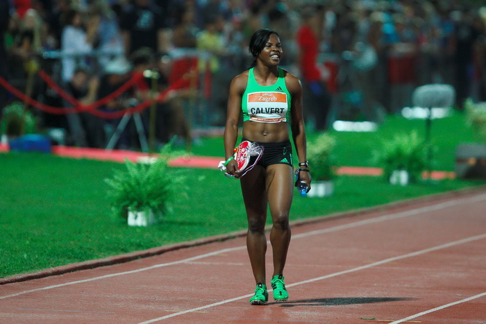 Zagreb, 130911.
IAAF World Challenge Zagreb 2011, 
61. memorijal Borisa Hanzekovica na atletskom stadionu Mladost na Savi.
Na slici: 100 m zen, pobjednica Calvert Schillonie.
Foto: Goran Mehkek / CROPIX