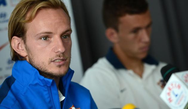 Hotel Hilton, prostorije Hrvatskog nogometnog saveza. Odrzana konferencija za medije hrvatske nogometne reprezentacije. Ivan Perisic i Ivan Rakitic. Photo: Marko Prpic/PIXSELL