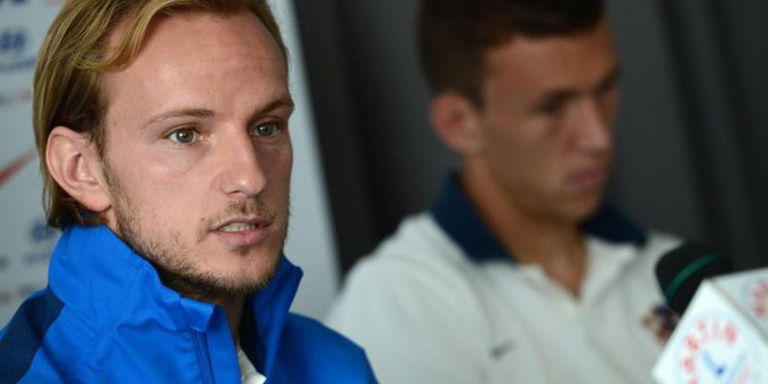 Hotel Hilton, prostorije Hrvatskog nogometnog saveza. Odrzana konferencija za medije hrvatske nogometne reprezentacije. Ivan Perisic i Ivan Rakitic. Photo: Marko Prpic/PIXSELL Hotel Hilton, prostorije Hrvatskog nogometnog saveza. Odrzana konferencija za medije hrvatske nogometne reprezentacije. Ivan Perisic i Ivan Rakitic. Photo: Marko Prpic/PIXSELL