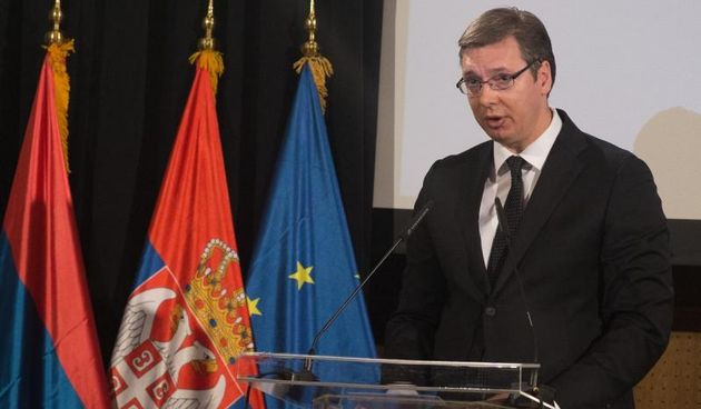 Beograd, Srbija – Predsjednik Vlade Republike Srbije Aleksandar Vucic u Jugoslovenskoj Kinoteci prisustvovao obeljezavanju 75 godina od pocetka Drugog svjetskog rata na prostorima bivse Jugoslavije i zlocina koje su pocinili nacisti i njihovi suradnici. P