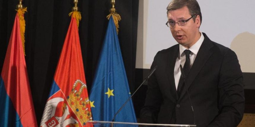 Beograd, Srbija – Predsjednik Vlade Republike Srbije Aleksandar Vucic u Jugoslovenskoj Kinoteci prisustvovao obeljezavanju 75 godina od pocetka Drugog svjetskog rata na prostorima bivse Jugoslavije i zlocina koje su pocinili nacisti i njihovi suradnici. P