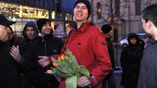 Zagreb, 020311. 
Novi, cetvrti po redu, protuvladin prosvjed tzv. facebook grupe zapoceo je veceras na Cvjetnom trgu. 
Na fotografiji: Ivan Pernar organizator skupa.
Foto: Damir Krajac / Cropix