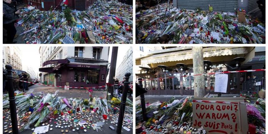 Cvijeće i svijeće za žrtve terostičkih napada u Parizu. Foto: Hina Cvijeće i svijeće za žrtve terostičkih napada u Parizu. Foto: Hina