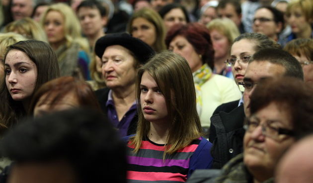 Zadar, 020213. 
Samostan Skolskih sestara franjevki u Arbanasima.
Nakon Zagreba, kontroverzna znanstvenica Judith Reisman predavanje na temu spolnog odgoja veceras je odrzala i u Zadru.
Na fotografiji: detalj sa predavanja.
Foto: Jure Miskovic / CROPIX