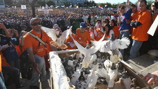 Zadar, 080510.
Zadar je domacin Susreta katolicke mladezi 2010. 
Susret ce trajati dva dana a u njemu ce sudjelovati preko 30.000 mladih iz Hrvatske i svijeta. 
Na slici: misa u sportskom centru Visnjik.
Foto: Vladimir Ivanov  / CROPIX