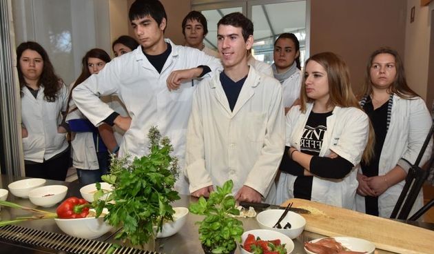 Zadar – Na prezentaciji u Impact centru Kuhar Renato Kraljev pripremao je zajedno s ucenicima tri slana i tri slatka jela s jagodama. Projektom se zeli povecati interes za uzgoj i konzumaciju jagoda u Zadarskoj zupaniji. Photo: Dino Stanin/PIXSELL Autor