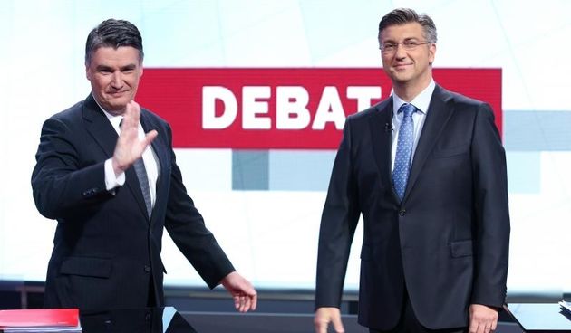 Debata na HRT-u: Zoran Milanović (SDP) i Andrej Plenković (HDZ]. Photo: Anto Magzan/PIXSELL