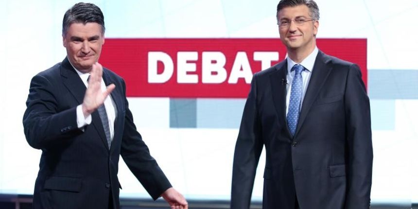 Debata na HRT-u: Zoran Milanović (SDP) i Andrej Plenković (HDZ]. Photo: Anto Magzan/PIXSELL