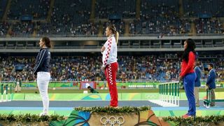PI Rio de Janeiro, ceremonija dodjele medalja u ženskom disku: zlatnu medalju osvojila je Sandra Perković. Photo: Igor Kralj/PIXSELL PI Rio de Janeiro, ceremonija dodjele medalja u ženskom disku: zlatnu medalju osvojila je Sandra Perković. Photo: Igor Kralj/PIXSELL
