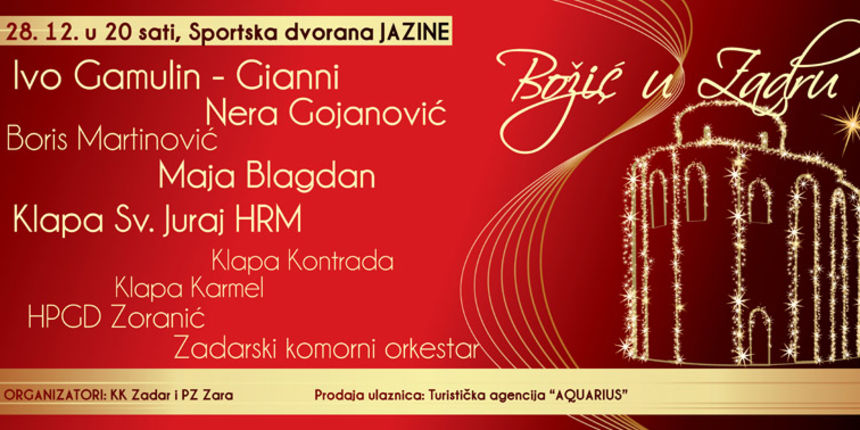 Koncert “Božić u Zadru” 28. prosinca u Jazinama