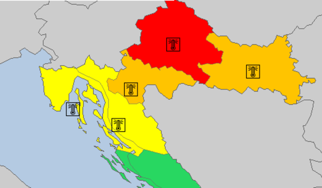 Crveno upozorenje Meteoalarma za središnji dio Hrvatske, foto: N1info