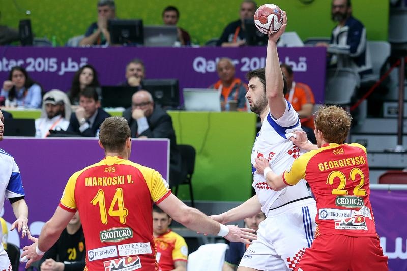 Doha, Katar – 24. svjetsko rukometno prvenstvo, 4. kolo, grupa B, Makedonija- Hrvatska. Photo: Goran Stanzl/PIXSELL