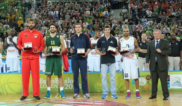 Petorka Eurobasketa 2013: Gasol, Kleiza, Bogdanović, G. Dragič i Parker, Foto: Igor Kralj/PIXSELL