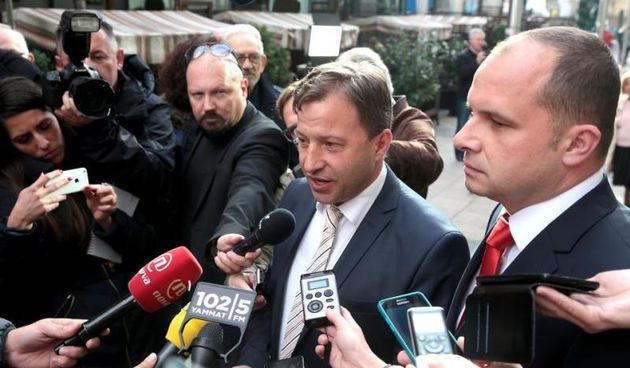 Nakon drugog kruga pregovora izmedju Koalicije Hrvatska raste i Mosta izjave za medije dali su Tomislav Panenic i Sinisa Hajdas Doncic. Photo: Patrik Macek/PIXSELL