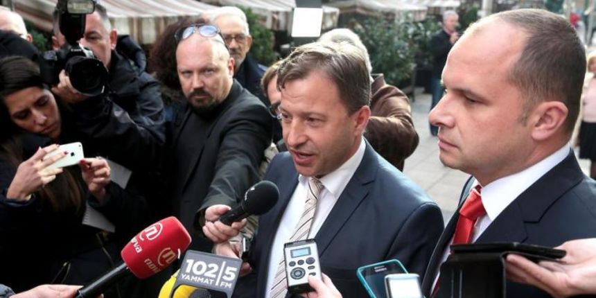 Nakon drugog kruga pregovora izmedju Koalicije Hrvatska raste i Mosta izjave za medije dali su Tomislav Panenic i Sinisa Hajdas Doncic. Photo: Patrik Macek/PIXSELL