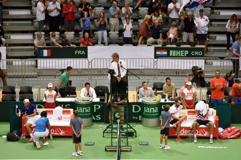 Polufinale Davis Cupa, Hrvatska – Francuska, 2. meč, Marin Čilić – Lucas Pouille. Photo: Hrvoje Jelavić/PIXSELL Polufinale Davis Cupa, Hrvatska – Francuska, 2. meč, Marin Čilić – Lucas Pouille. Photo: Hrvoje Jelavić/PIXSELL