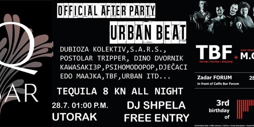 Službeni After party (TBF+M.o.r.t.) “Urban Beat” u Q baru Službeni After party (TBF+M.o.r.t.) “Urban Beat” u Q baru