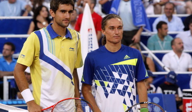 Umag, 310711.  ATP Studena Croatia Open teniski turnir, finale. Marin Cilic (CRO) na glavnom terenu odigrao je finalni mec sa Alexandr Dolgopolov (UKR). Pobijedio je Alexandr Dolgopolov i time osvojio svoj prvi turnir.  Na slici: Marin Cilic i Alexandr Do