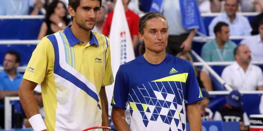 Umag, 310711. ATP Studena Croatia Open teniski turnir, finale. Marin Cilic (CRO) na glavnom terenu odigrao je finalni mec sa Alexandr Dolgopolov (UKR). Pobijedio je Alexandr Dolgopolov i time osvojio svoj prvi turnir. Na slici: Marin Cilic i Alexandr Do Umag, 310711. ATP Studena Croatia Open teniski turnir, finale. Marin Cilic (CRO) na glavnom terenu odigrao je finalni mec sa Alexandr Dolgopolov (UKR). Pobijedio je Alexandr Dolgopolov i time osvojio svoj prvi turnir. Na slici: Marin Cilic i Alexandr Do