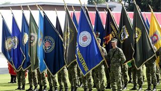 Svečano postrojavanje na stadionu u Kranjčevićevoj u povodu Dana Oružanih snaga Republike Hrvatske. Foto. PIXSELL Svečano postrojavanje na stadionu u Kranjčevićevoj u povodu Dana Oružanih snaga Republike Hrvatske. Foto. PIXSELL