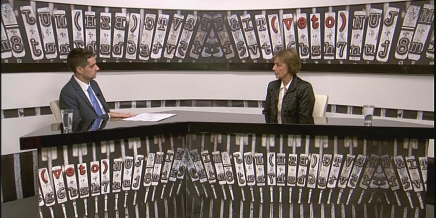 Sanjin Španović i Vesna Pusić u emisiji Veto Jabuka TV