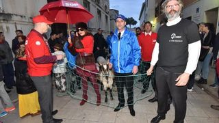 Poznata zadarska skupina Bleke i Konji na karnevalskoj povorci pojavila se sa stadom ovaca koje su doveli na sredisnji gradski trg. Clanovi skupine bili su obuceni u majice hrvatskih politickih stranaka koje su medjusobno izmjenjivali uz domoljubne pjesme