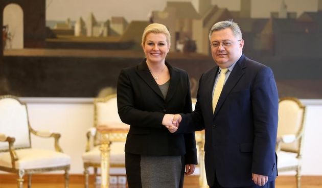 23.02.2015., Zagreb – Predsjednica Republike Hrvatske Kolinda Grabar-Kitarovic primila je Nj.E. Davida Usupashvilija, predsjednika Parlamenta Gruzije. Photo: Slavko Midzor/PIXSELL