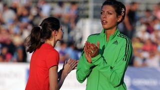 Zagreb, 130911.
IAAF World Challenge Zagreb 2011, 
61. memorijal Borisa Hanzekovica na atletskom stadionu Mladost na Savi.
Na slici: Blanka Vlasic i Anna Chicherova, skok u vis.
Foto: Srdjan Vrancic / CROPIX