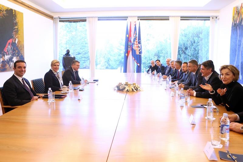 Predsjednica RH primila predstavnike Domoljubne koalicije i Hrvatska raste na konzultacije. Foto: Goran Stanzl/PIXSELL