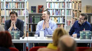 Zagreb – U knjiznici Bogdan Ogrizovic odrzana je promocija novog romana iz biblioteke Balkan Noir: Mima i kvadratura duga, Zelimir Peris. Photo: Petar Glebov/PIXSELL