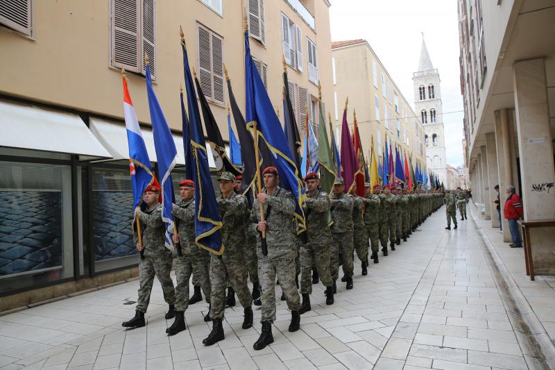 21.01.2014., Zadar – Mimohod postrojbi sudionica operacije akcija Maslenica s ratnim zastavama, uz pratnju orkestra Oruzanih snaga RH. Photo: Filip Brala/PIXSELL 21.01.2014., Zadar – Mimohod postrojbi sudionica operacije akcija Maslenica s ratnim zastavama, uz pratnju orkestra Oruzanih snaga RH. Photo: Filip Brala/PIXSELL